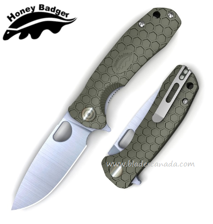 Honey Badger Small Flipper Folding Knife, FRN Green, HB1023